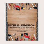 木製卓上の大工の道具 |金属鋼 名刺 (外部フラット)