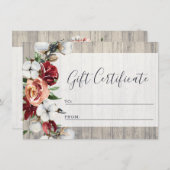 木製南素朴綿のギフト証明書カード 招待状 (正面/裏面)