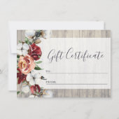 木製南素朴綿のギフト証明書カード 招待状 (正面)