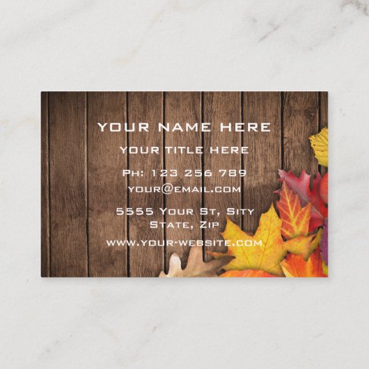 木製名刺テンプレートの紅葉 名刺 (裏面)