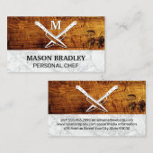 木製大理石 |クロスしたナイフ 名刺 (正面/裏面)