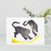 木製天板付き壁掛けタペストリー 2頭の虎 jGibney Zazzle 招待状 (スタンド正面)