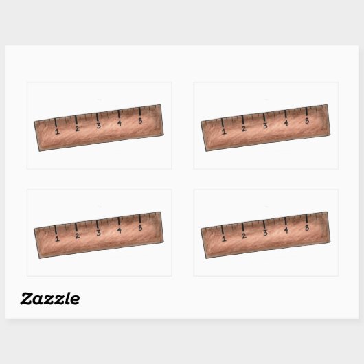 木製定規の測定スティックスクール数学先生 長方形シール (シート)