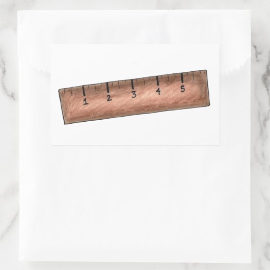 木製定規の測定スティックスクール数学先生 長方形シール (バッグ)