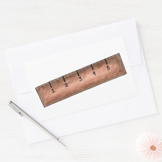 木製定規の測定スティックスクール数学先生 長方形シール (封筒)