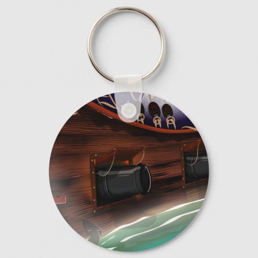 木製帆船キャノン キーホルダー (正面)