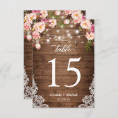 木製弦ライト結婚フローラのテーブル番号 出欠カード (正面/裏面)