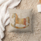 木製揺動馬ヴィンテージスタイルリネン枕 クッション (ブランケット)