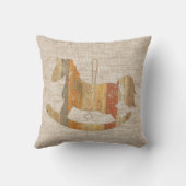 木製揺動馬ヴィンテージスタイルリネン枕 クッション (裏面)