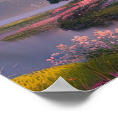 木製日本のの寺院バイザリバー ポスター (角)