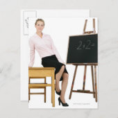 木製机による先生ポーズ付け ポストカード (正面/裏面)