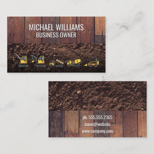 木製板土 | 建築車 名刺 (正面/裏面)