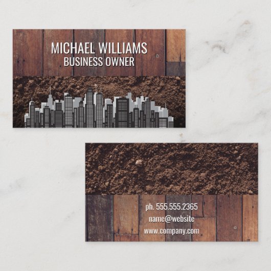 木製板土 |都市 名刺 (正面/裏面)