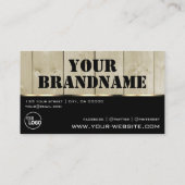 木製板淡い茶色の木目の外観とロゴ 名刺 (裏面)