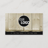 木製板淡い茶色の木目の外観とロゴ 名刺 (正面)