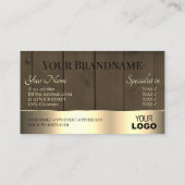 木製板茶色の木目のロゴ金ゴールドデコール 名刺 (裏面)