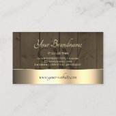 木製板茶色の木目モノグラム金ゴールド 名刺 (裏面)