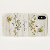 木製板農家の綿のボールnの蜂の水彩画 Case-Mate iPhoneケース (裏面(横))