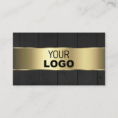 木製板黒木目ロゴと金ゴールドデコール 名刺 (正面)