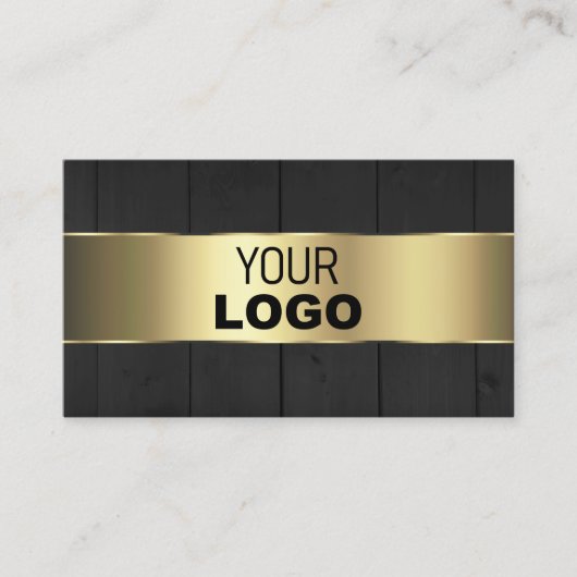 木製板黒木目ロゴと金ゴールドデコール 名刺 (正面)
