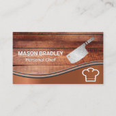 木製板 |シェフハットとナイフ 名刺 (正面)