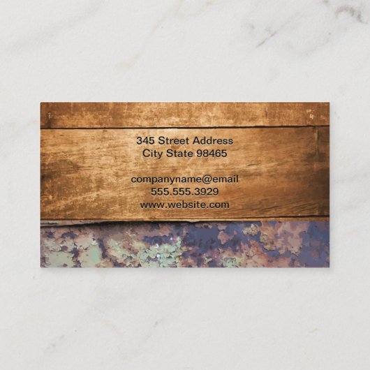木製板 | 錆びた金属 名刺 (裏面)