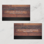 木製板 | 黒のテクスチャ 名刺 (正面/裏面)