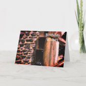 木製水車誕生日 カード (正面)