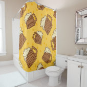 木製泡立ちビール麦酒Pのシームレスパターン シャワーカーテン (インサイチュ)