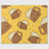 木製泡立ちビール麦酒Pのシームレスパターン ラッピングペーパー (フラット)