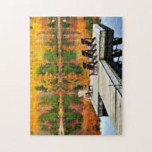 木製波止場オンオータムレイク ジグソーパズル (縦)