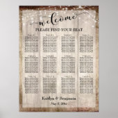 木製淡い色の照明ウェルカムタイポグラフィ座席表 ポスター (正面)
