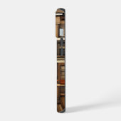 木製版画タイポグラフィとアートコラージュ iPhone 15ケース (左側面)