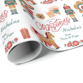 木製玩具メリークリスマスパーソナライズされた ラッピングペーパー (ロールコーナー)