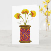 木製糸巻きの花 カード (黄色い花)