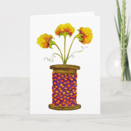 木製糸巻きの花 カード