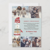 木製素朴のサインスクリプトのクリスマス5の写真 シーズンカード (正面)