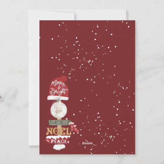 木製素朴のサインスクリプトのクリスマス5の写真 シーズンカード (裏面)