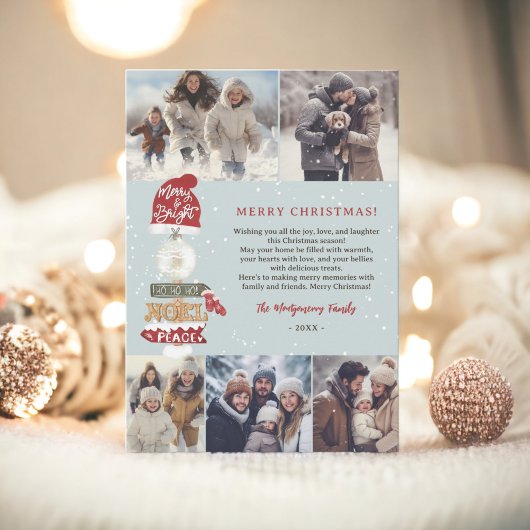 木製素朴のサインスクリプトのクリスマス5の写真 シーズンカード