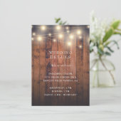 木製素朴のストリングライトウェディングレセプション エンクロージャーカード (スタンド正面)