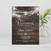 木製素朴のストリングライトブラックリタイアメントパーティー 招待状 (スタンド正面)