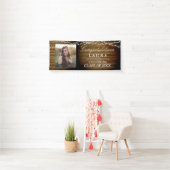 木製素朴のストリングライト卒業フォトバナー 横断幕 (インサイチュ)