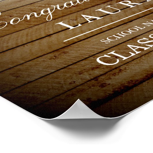 木製素朴のストリングライト卒業式の看板ポスター ポスター (角)