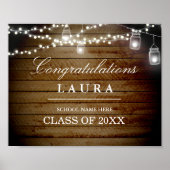 木製素朴のストリングライト卒業式の看板ポスター ポスター (正面)