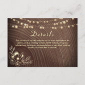 木製素朴のストリングライト結婚の詳細カード エンクロージャーカード (正面)