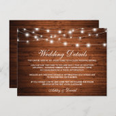 木製素朴のストリングライト結婚の詳細カード ポストカード (正面/裏面)