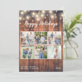 木製素朴のストリングライト6フォトコラージホリデー シーズンカード (スタンド正面)