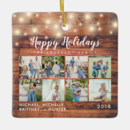 木製素朴のストリングライト8フォトホリデー セラミックオーナメント