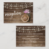 木製素朴のバレルとピンクのフローラ-披露宴 エンクロージャーカード (正面/裏面)