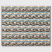 木製素朴のボートをビーチ ラッピングペーパー (フラット)